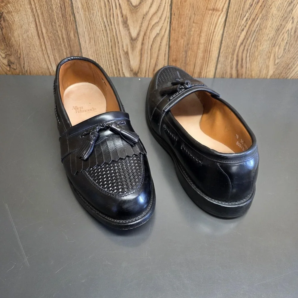 Allen Edmonds Shoes Men 10 EEE Black Leather Tassel Kiltie Loafers 1809